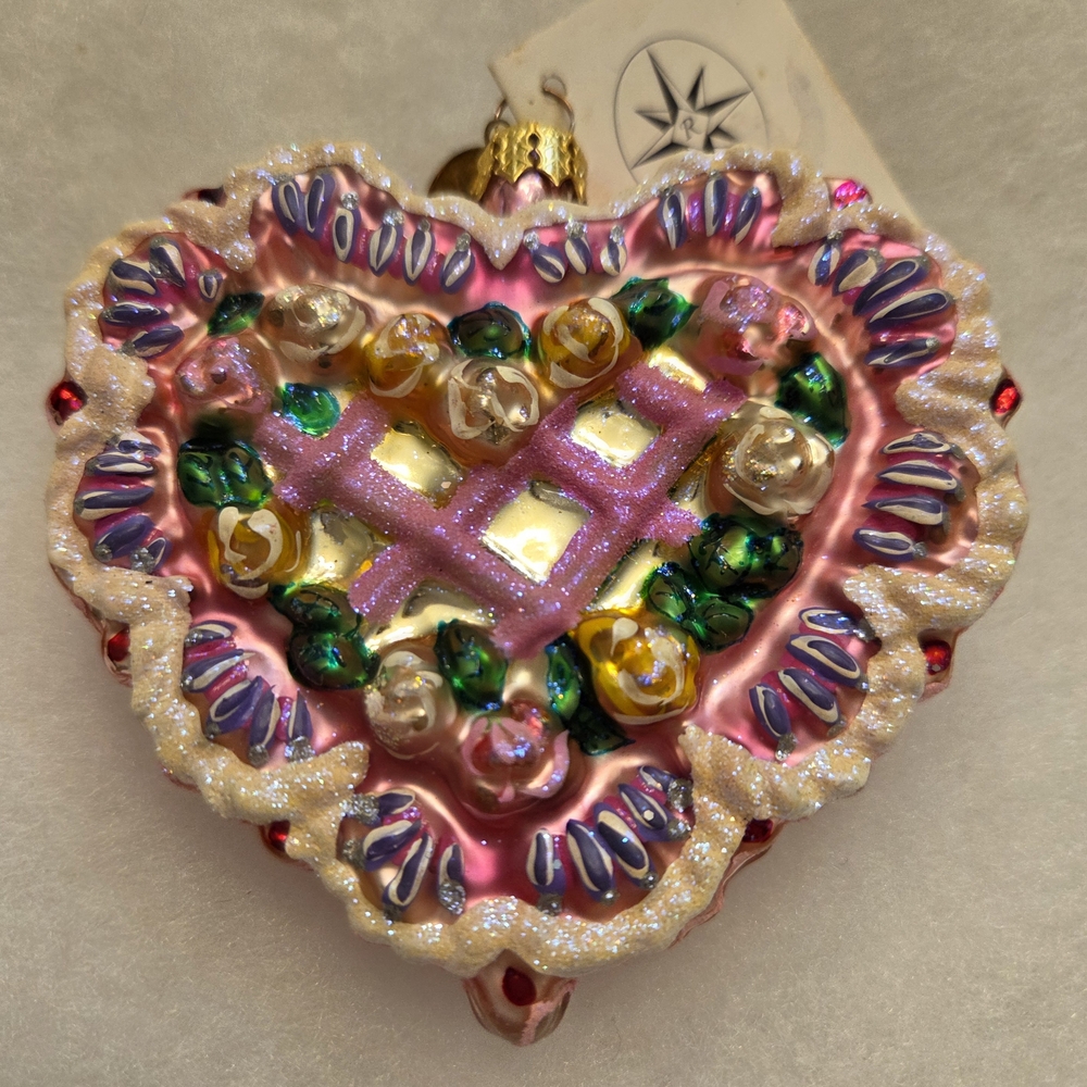Christopher Radko Valentine Day Glass Ornament "Sugar Love" Mint, 4", w/tag